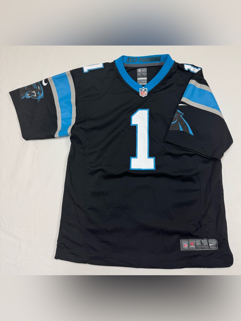Nike NFL Carolina Panthers Cam Newton #1 On Field Jersey Youth Large 14-16 Black